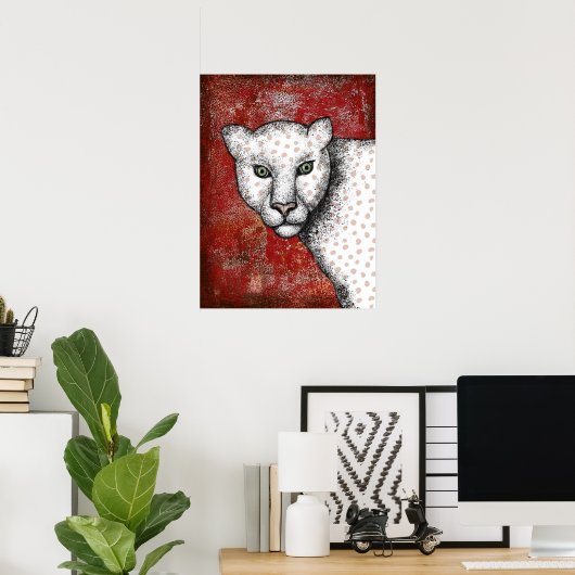 Spotted Leopard Says Hey Poster Wall Art ポスター (ホームオフィス)