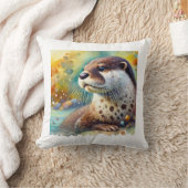 Spotted Neck Otter 230824AREF106 - Watercolor クッション (ブランケット)
