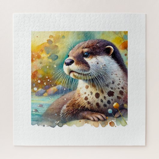 Spotted Neck Otter 230824AREF106 - Watercolor ジグソーパズル (縦)