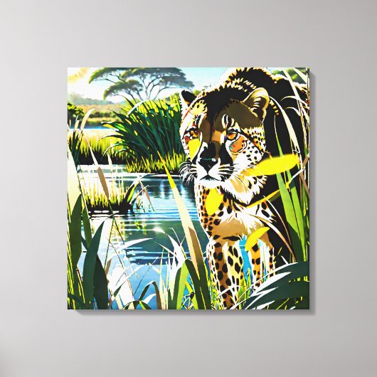 Spotted Streak: Cheetah on the 狩り キャンバスプリント (正面)