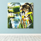 Spotted Streak: Cheetah on the 狩り キャンバスプリント (インサイチュ (ウッドフロア))