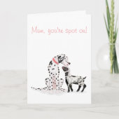 Spotty dalmation & lamb 'Mum, あなたはspot on'カード カード (正面)