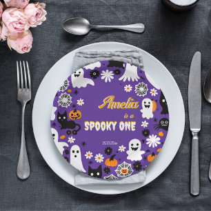 Sppoky one Halloween誕生日グルーヴヴィレトロデイジー ペーパープレート