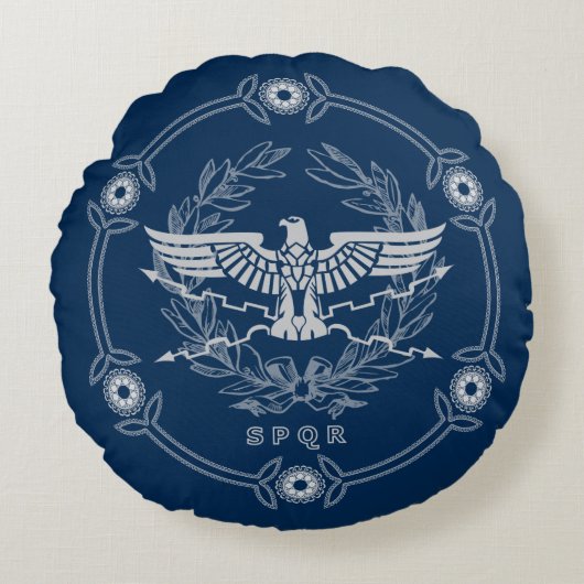 SPQRローマ帝国の紋章の投球枕 ラウンドクッション (正面)