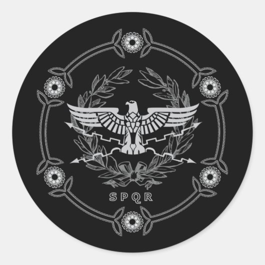 SPQRローマ帝国エンブレムステッカー。 ラウンドシール (正面)