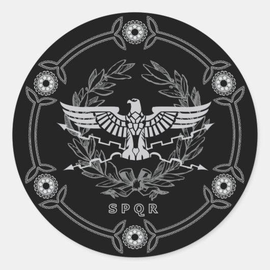 SPQRローマ帝国エンブレムステッカー。 ラウンドシール (正面)