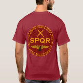 SPQRローマ軍隊のあずき色及び金ゴールドのシールのワイシャツ Tシャツ (裏面)