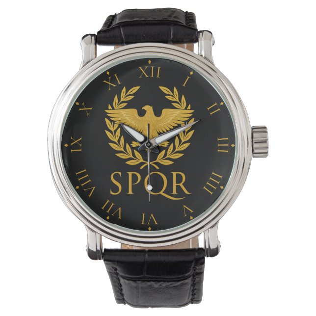 SPQR Roman Eagle Emblem – Golden Aquila & Laurel 腕時計 (正面)