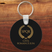 SPQR Roman Emblem – Civis Romanus Sum Laurel Crest キーホルダー (正面)