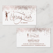 Spray tansスクリプトバラ金ゴールドグリッター紙吹雪 名刺 (正面/裏面)