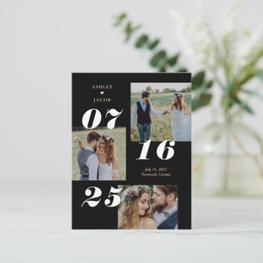 Spread Joy編集可能なカラー日付を保存 ポストカード (スタンド正面)