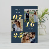 Spread Joy 実在 FOIL日付カードを保存 箔招待状 (立ち正面)