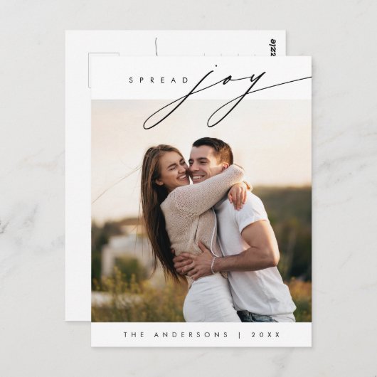 Spread Joy, Christmasメリー Family写真モダン ポストカード (正面/裏面)