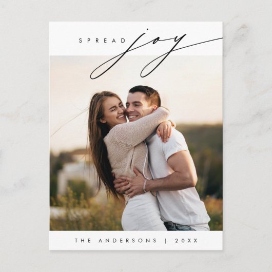 Spread Joy, Christmasメリー Family写真モダン ポストカード (正面)