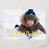 Spread Joy Landscapeフォトホリーブルーと金ゴールド 箔シーズンカード (正面)