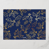 Spread Joy Landscapeフォトホリーブルーと金ゴールド 箔シーズンカード (裏面)