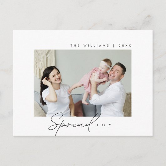 Spread Joy、Merry Christmas Greeting、家族写真 ポストカード (正面)