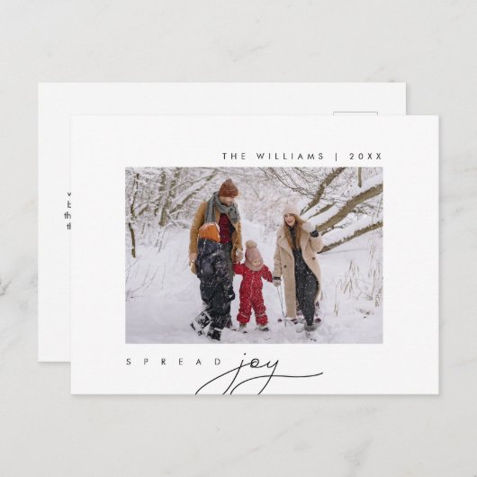 Spread Joy、Merry Christmas Greeting、家族写真 ポストカード (正面/裏面)