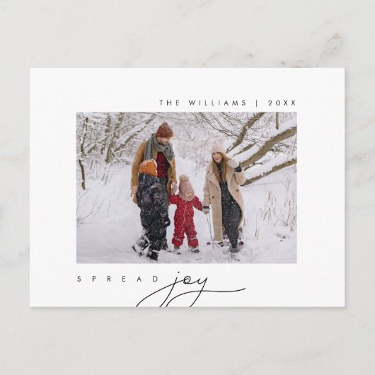 Spread Joy、Merry Christmas Greeting、家族写真 ポストカード (正面)