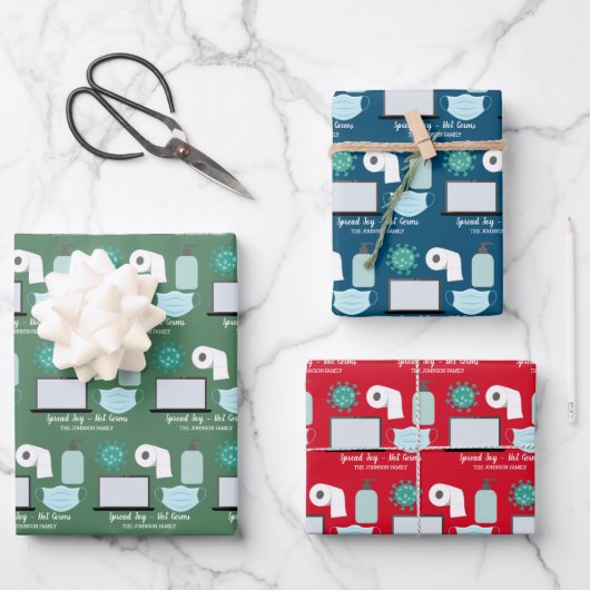 Spread Joy Not Germs 2020マスクウイルス紙 ラッピングペーパーシート (正面)