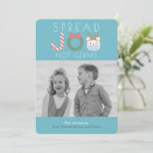 Spread JOY Polar Bear Mask Blue Christmas Photo シーズンカード (スタンド正面)