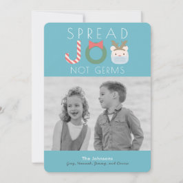 Spread JOY Polar Bear Mask Blue Christmas Photo シーズンカード