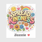 Spread Kindness – Cute Floral Rainbow  シール (シート)