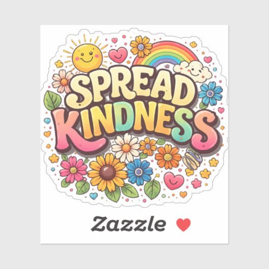 Spread Kindness – Cute Floral Rainbow  シール (シート)