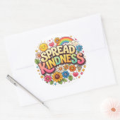 Spread Kindness – Cute Floral Rainbow  ラウンドシール (封筒)
