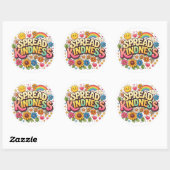 Spread Kindness – Cute Floral Rainbow  ラウンドシール (シート)