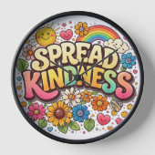 Spread Kindness – Cute Floral Rainbow 壁時計 (正面)