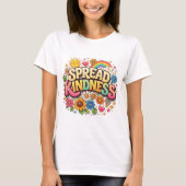 Spread Kindness – Cute Floral Rainbow  Tシャツ (正面)