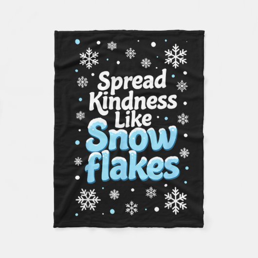 Spread Kindness Like Snowflakes Insrational Quotes フリースブランケット (正面)