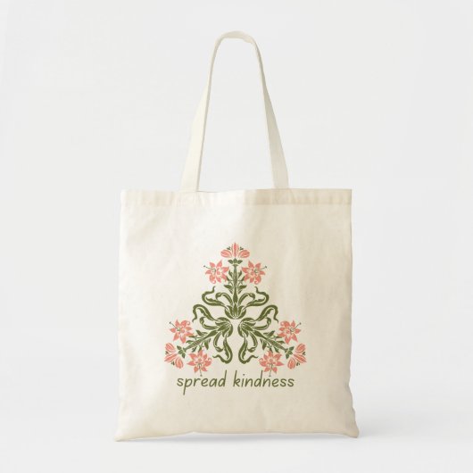 spread kindness retro pink flowers inspirational トートバッグ (正面)