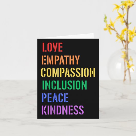 Spread Love Empathy Compion Peace Kindness Inclusi カード (黄色い花)