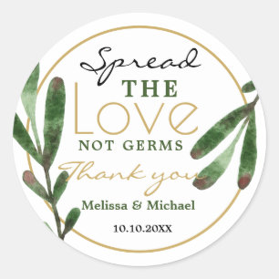 Spread Love Greenery Sanitizer'結婚S Thank You ラウンドシール