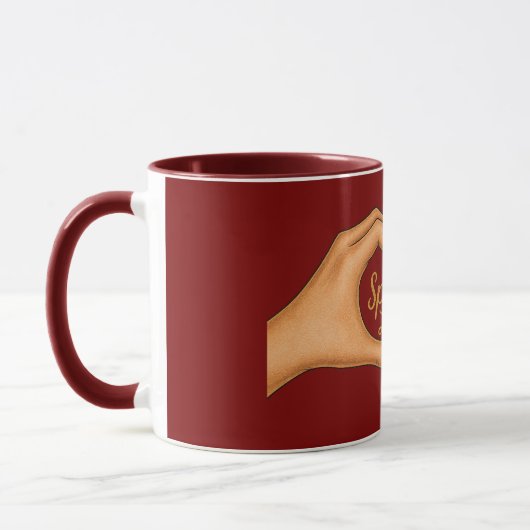 Spread Love Heart Hands Gold Combo Mug マグカップ (左)
