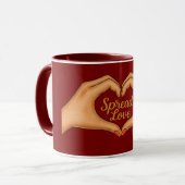 Spread Love Heart Hands Gold Combo Mug マグカップ (正面左)