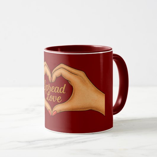 Spread Love Heart Hands Gold Combo Mug マグカップ (正面右)