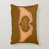 Spread Love Heart Hands Gold Quote –Throw Pillow アクセントクッション (正面(垂直))