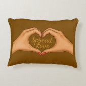 Spread Love Heart Hands Gold Quote –Throw Pillow アクセントクッション (裏面)