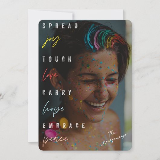 Spread Love Hope Peaceタイポグラフィモダン写真 シーズンカード (正面)