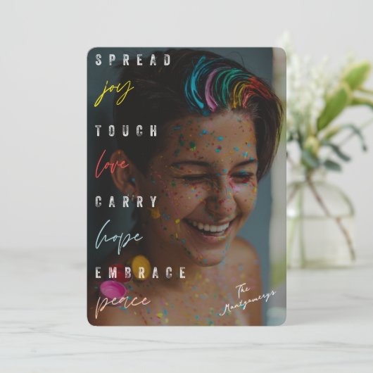 Spread Love Hope Peaceタイポグラフィモダン写真 シーズンカード (スタンド正面)