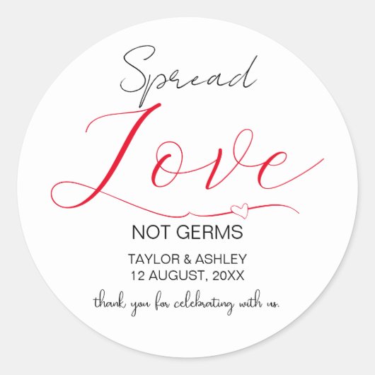 Spread Love Minimal Script Hand Sanitizer Label ラウンドシール (正面)