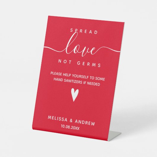 Spread Love not Germs - Covid 結婚 Safety's 台座サイン (正面)
