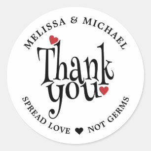 Spread Love Not Germs Sanitizer'結婚S Thank You ラウンドシール