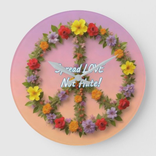 Spread Love Not Hate ラージ壁時計 (正面)
