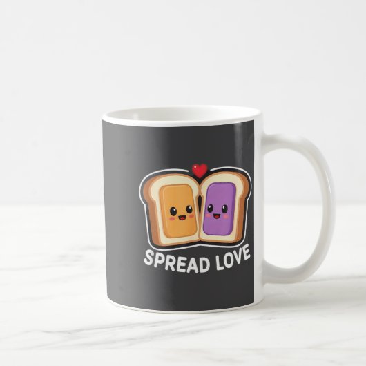 Spread Love Peanut Butter And Jelly Valentine Desi コーヒーマグカップ (右)