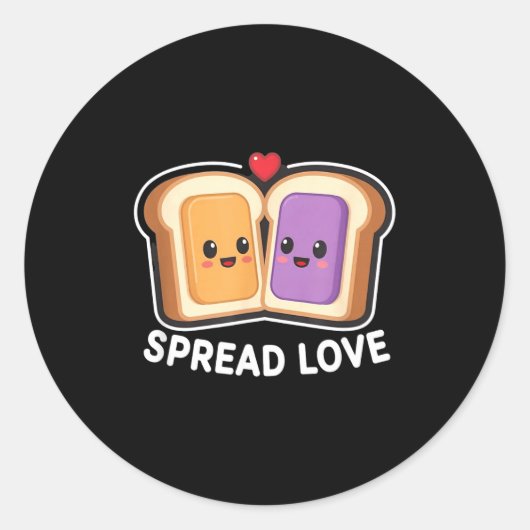 Spread Love Peanut Butter And Jelly Valentine Desi ラウンドシール (正面)