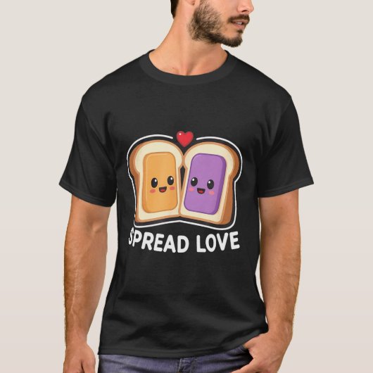 Spread Love Peanut Butter And Jelly Valentine Desi Tシャツ (正面)